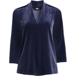 Lands' End Women's 3/4 Sleeve Velvet Top -Lands' End Store GUEST 02863224 9fbc 4114 b656 b15bfe9bfc8e