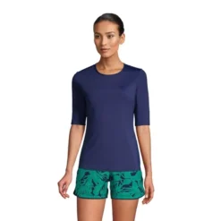 Lands' End Women's Crew Neck Elbow Sleeve Rash Guard UPF 50 Sun Protection Modest Swim Tee -Lands' End Store GUEST 084b06c2 6563 4661 8652 71a1fec39864