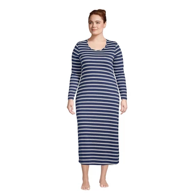 Lands' End Women's Supima Cotton Long Sleeve Midcalf Nightgown 6 Lands' End Women's Supima Cotton Long Sleeve Midcalf Nightgown - Image 6