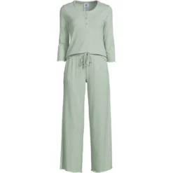 Lands' End Women's Pointelle Rib 2 Piece Pajama Set - 3/4 Sleeve Top And Crop Pants 11 Lands' End Women's Pointelle Rib 2 Piece Pajama Set - 3/4 Sleeve Top And Crop Pants -Lands' End Store GUEST 0aa600cc 96db 4d85 8f1f 7c76b53353e1