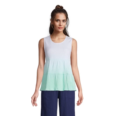 Lands' End Women's Crinkle Knit Tiered Tank Top 5 Lands' End Women's Crinkle Knit Tiered Tank Top - Image 5