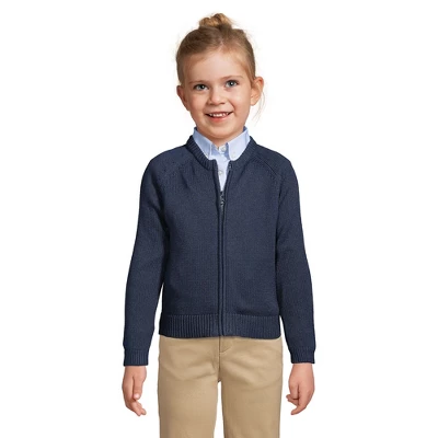 Lands' End School Uniform Girls Cotton Modal Zip-front Cardigan Sweater 2 Lands' End School Uniform Girls Cotton Modal Zip-front Cardigan Sweater - Image 2