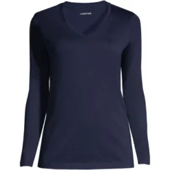 Lands' End Women's Relaxed Supima Cotton Long Sleeve V-Neck T-Shirt -Lands' End Store GUEST 0bb67ace 43e5 481b b2c1 7681cafde0c1