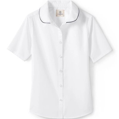 Lands' End School Uniform Girls Piped Peter Pan Collar Broadcloth Shirt 3 Lands' End School Uniform Girls Piped Peter Pan Collar Broadcloth Shirt - Image 3
