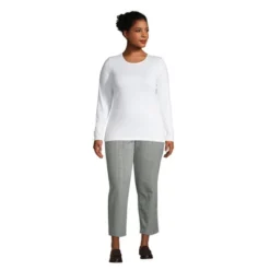 Lands' End Women's Lightweight Fitted Long Sleeve Crewneck T-Shirt