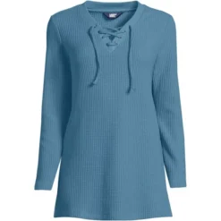 Lands' End Women's Long Sleeve Waffle Knit Lace Up Tunic -Lands' End Store GUEST 102cb39b 01e6 4a11 9c87 7094ddc4cea6