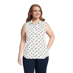 Lands' End Lands' End Women's Sleeveless No Iron Shirt -Lands' End Store GUEST 1061ea35 9d0a 44f6 97bf 2c4cb812b46c