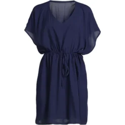 Lands' End Women's Sheer Modal Oversized Short Sleeve Gathered Waist Swim Cover-up Dress -Lands' End Store GUEST 1164fb2e 001e 471b 8828 6c5387870e08