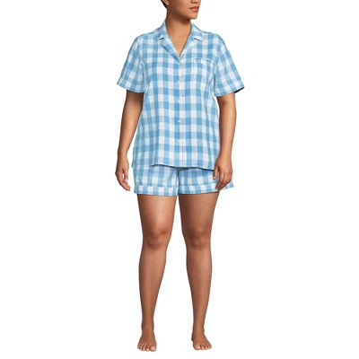 Lands' End Women Linen 2 Piece Pajama Set - Short Sleeve Top And Shorts 4 Lands' End Women Linen 2 Piece Pajama Set - Short Sleeve Top And Shorts - Image 4