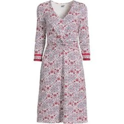 Lands' End Women's Lightweight Cotton Modal 3/4 Sleeve Fit And Flare V-Neck Dress -Lands' End Store GUEST 12196fad 4da2 4350 b49c 401674e76cc6
