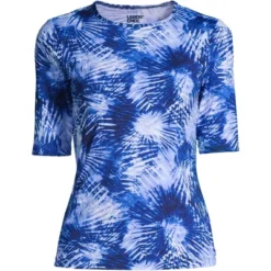 Lands' End Women's Crew Neck Elbow Sleeve Rash Guard UPF 50 Sun Protection Modest Swim Tee -Lands' End Store GUEST 1305d815 49c8 4180 ba1f 3fc273bed5ee