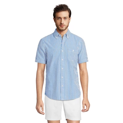 Lands' End Men's Traditional Fit Short Sleeve Seersucker Shirt 8 Lands' End Men's Traditional Fit Short Sleeve Seersucker Shirt - Image 8