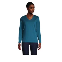 Lands' End Women's Relaxed Supima Cotton Long Sleeve V-Neck T-Shirt -Lands' End Store GUEST 1401dc5c 7a21 4e56 b078 282a2fd48071