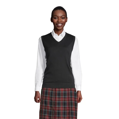 Lands' End School Uniform Women's Cotton Modal Fine Gauge Sweater Vest 1 Lands' End School Uniform Women's Cotton Modal Fine Gauge Sweater Vest