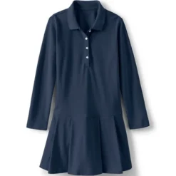 Lands' End School Uniform Girls Long Sleeve Mesh Pleated Polo Dress -Lands' End Store GUEST 18faaccd bfb1 4494 9673 6f1a0a53d571