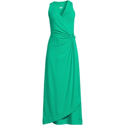 Lands' End Women's Light Weight Cotton Modal Sleeveless Surplice Maxi Dress 4 Lands' End Women's Light Weight Cotton Modal Sleeveless Surplice Maxi Dress - Image 4