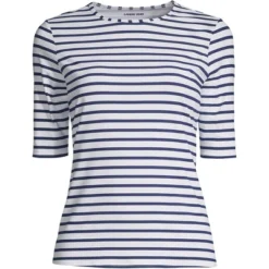 Lands' End Women's Crew Neck Elbow Sleeve Rash Guard UPF 50 Sun Protection Modest Swim Tee -Lands' End Store GUEST 1c1017e1 7a29 4a94 b711 e66b4682b252