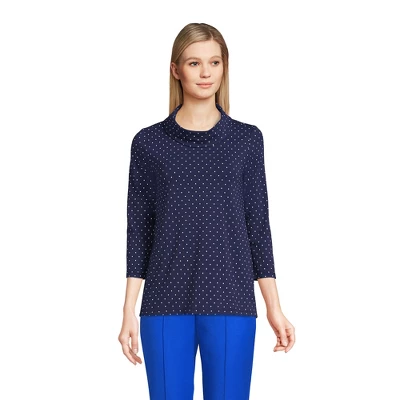 Lands' End Women's 3/4 Sleeve Light Weight Jersey Cowl Neck Top 9 Lands' End Women's 3/4 Sleeve Light Weight Jersey Cowl Neck Top - Image 9
