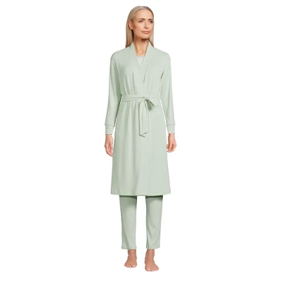 Lands' End Women's Cozy 3 Piece Pajama Set - Robe Top And Pants 2 Lands' End Women's Cozy 3 Piece Pajama Set - Robe Top And Pants - Image 2