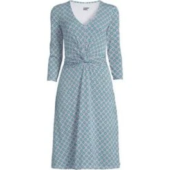 Lands' End Women's Lightweight Cotton Modal 3/4 Sleeve Fit And Flare V-Neck Dress -Lands' End Store GUEST 20e0b368 a0a5 4bba 9491 00d881f26365