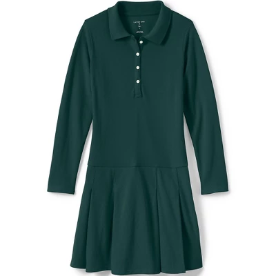 Lands' End School Uniform Girls Long Sleeve Mesh Polo Dress 4 Lands' End School Uniform Girls Long Sleeve Mesh Polo Dress - Image 4