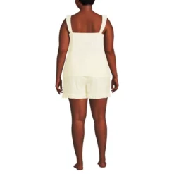 Lands' End Women's Poplin 2 Piece Pajama Set - Tank Top And Shorts