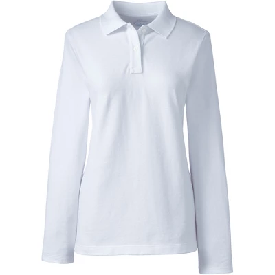 Lands' End School Uniform Women's Long Sleeve Feminine Fit Mesh Polo Shirt 8 Lands' End School Uniform Women's Long Sleeve Feminine Fit Mesh Polo Shirt - Image 8
