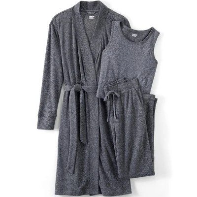 Lands' End Women's Cozy 3 Piece Pajama Set - Robe Top And Pants 5 Lands' End Women's Cozy 3 Piece Pajama Set - Robe Top And Pants - Image 5