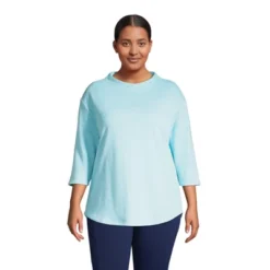 Lands' End Women's Serious Sweats 3/4 Sleeve Funnel Neck Top -Lands' End Store GUEST 25e7b2c1 caa5 40ee bf04 4869b2a7c781