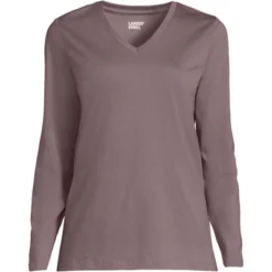 Lands' End Women's Relaxed Supima Cotton Long Sleeve V-Neck T-Shirt -Lands' End Store GUEST 260c9a0d 9317 42f7 a1b8 92aa9223d852