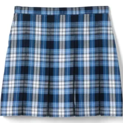 Lands' End School Uniform Girls Plaid Box Pleat Skirt Top Of The Knee