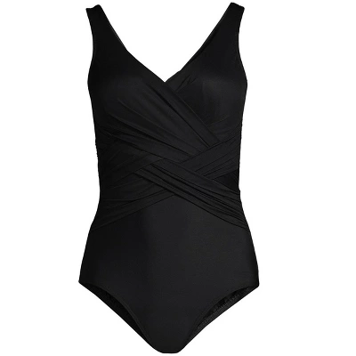 Lands' End Women's SlenderSuit Tummy Control Chlorine Resistant V-neck Wrap One Piece Swimsuit 3 Lands' End Women's SlenderSuit Tummy Control Chlorine Resistant V-neck Wrap One Piece Swimsuit - Image 3