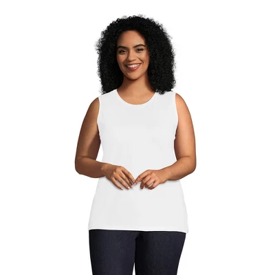 Lands' End Women's Supima Cotton Crew Neck Tank Top 6 Lands' End Women's Supima Cotton Crew Neck Tank Top - Image 6