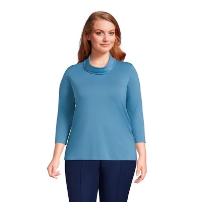 Lands' End Women's 3/4 Sleeve Light Weight Jersey Cowl Neck Top 6 Lands' End Women's 3/4 Sleeve Light Weight Jersey Cowl Neck Top - Image 6