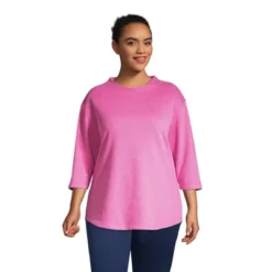 Lands' End Women's Serious Sweats 3/4 Sleeve Funnel Neck Top -Lands' End Store GUEST 2fd2327b 711c 4747 8803 5bd8fae8b6a6