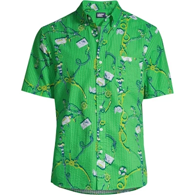 Lands' End Men's Traditional Fit Short Sleeve Seersucker Shirt 4 Lands' End Men's Traditional Fit Short Sleeve Seersucker Shirt - Image 4