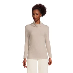 Lands' End Women's Long Sleeve Wide Rib Turtleneck