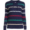 Lands' End Women's Drifter Cotton Cable Lace Up Sweater Top