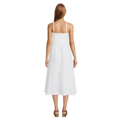 Women's Linen Sleeveless Halter High Neck Midi Dress