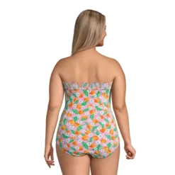 Lands' End Draper James X Lands' End Women's Chlorine Resistant Bandeau One Piece Swimsuit Removable Straps