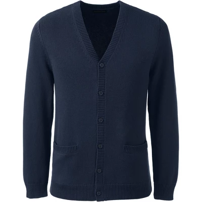 Lands' End School Uniform Men's Cotton Modal Button Front Cardigan Sweater 3 Lands' End School Uniform Men's Cotton Modal Button Front Cardigan Sweater - Image 3