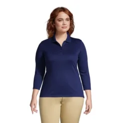 Lands' End Women's Supima Cotton 3/4 Sleeve Polo Shirt 9 Lands' End Women's Supima Cotton 3/4 Sleeve Polo Shirt -Lands' End Store GUEST 3e7d6aba 9adc 46c7 9bf4 fea255622c58