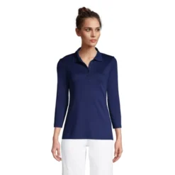 Lands' End Women's Tall Supima Cotton 3/4 Sleeve Polo Shirt -Lands' End Store GUEST 3eff4e72 94f0 47a5 b281 af12019b8463