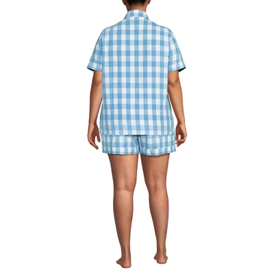 Lands' End Women Linen 2 Piece Pajama Set - Short Sleeve Top And Shorts 1 Lands' End Women Linen 2 Piece Pajama Set - Short Sleeve Top And Shorts