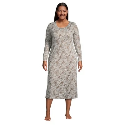 Lands' End Women's Supima Cotton Long Sleeve Midcalf Nightgown 4 Lands' End Women's Supima Cotton Long Sleeve Midcalf Nightgown - Image 4