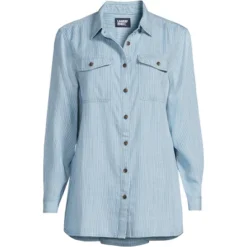 Lands' End Women's Indigo Tencel Heritage Long Sleeve Shirt -Lands' End Store GUEST 44912f4b 54fd 47cd be41 f0ba74fc631b
