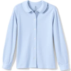 Lands' End School Uniform Girls Long Sleeve Button Front Peter Pan Collar Knit Shirt -Lands' End Store GUEST 4540d36b 18ab 4acf acd3 7d38f061dc14