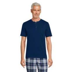 Lands' End Men's Knit Rib Short Sleeve Henley Pajama Shirt -Lands' End Store GUEST 465dd9b4 f15f 4893 8489 93be068e649d