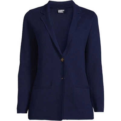 Lands' End Women's Fine Gauge Cotton Button Front Blazer Sweater 10 Lands' End Women's Fine Gauge Cotton Button Front Blazer Sweater - Image 10