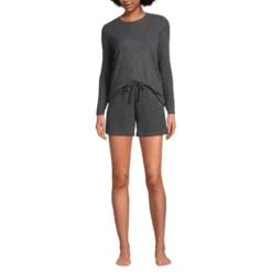Lands' End Women's Cozy Brushed Rib 2 Piece Pajama Set - Long Sleeve Top And Shorts -Lands' End Store GUEST 483df634 f65c 452c b48a 9237e17d0a75